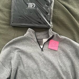 Gray Quarter Zip Sweater + Vinyl Case (Option 2)